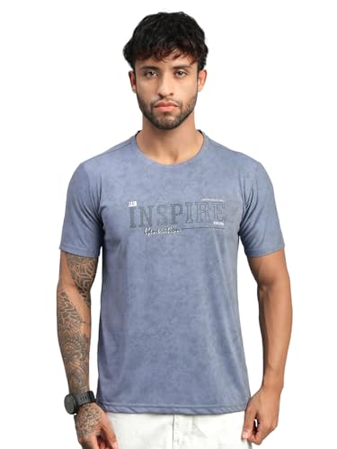 Image of Lux Nitro Men's Cloud Burst Printed Half Sleeve T-Shirt | Cotton Blend Round Neck Tee | Regular Fit Casual Wear