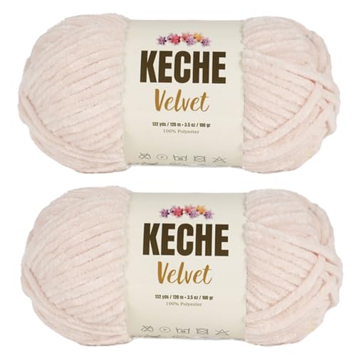 Keche Velvet Yarn for Crocheting, Soft Chenille Bulky Baby Blanket