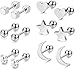 RUICHUANGS Pendientes Mujer Plata, Pendientes Piercing Oreja, Piercing Oreja Acero Quirurgico, Estrella Luna y Corazón, 6 Pares