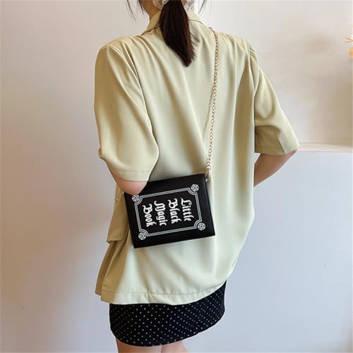 Magic Book Shaped Crossbody Bag Small Letter Print Shoulder Bag Goth Style Square Purse For Women4