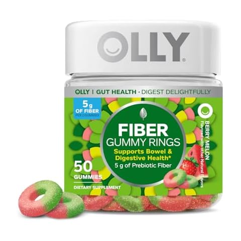 OLLY Fiber Gummy Rings, 5g Prebiotic Fiber, FOS (Fructo-oligosaccharides), Digestive Support, Berry Melon 50ct Cover