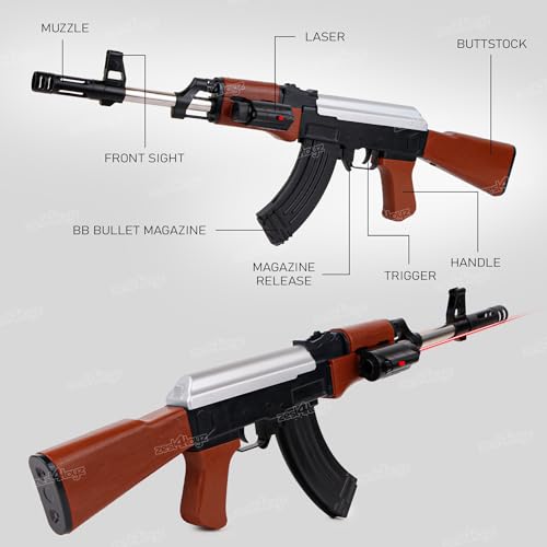Image of Zest 4 Toyz Ak 47 Toy Shooting Gun for Kids with Laser Light with 500 Bullets Sniper Guns /Rifle Guns /Machine Gun Toy (Pack of 1)