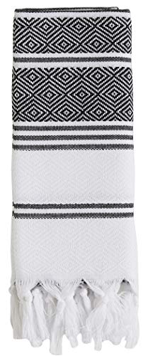 Bosphorus (Set Of 4) Turkish Cotton Hand Face Head Gym Yoga Towel Set Wash Dish Cloths - 2Grey2Black #TOP3