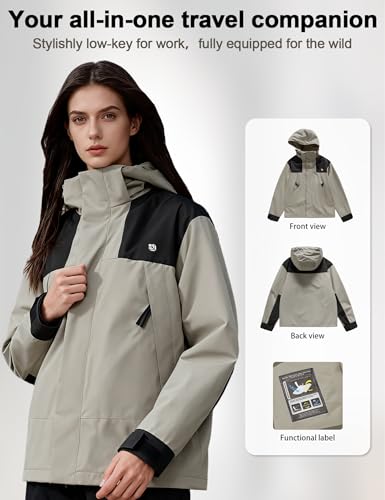 Image of Venzina Women's 3-in-1 Thermal Jacket I Windproof & Water-Resistant Graphene Heating Winter CoatFleece-Lined Jacket for Hiking, Camping, Skiing & Daily CommuteFashion-Forward Outdoor Wear