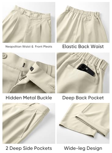 Image of JMIERR Mens Baggy Casual Dress Pants Lightweight Pleated Old Money Wide Leg Pants Loose Relaxed Fit Trousers