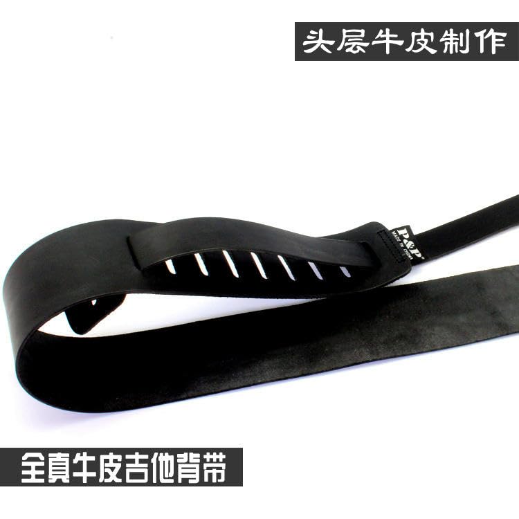 Correa de guitarra de cuero genuino negro de 60 mm de ancho Correa de hombro acústica y extremos de cuero para guitarras eléctricas Longitud de guitarra baja ajustable 90-150 cm