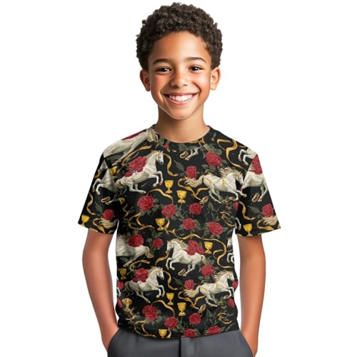 Image of Kids Graphic T-Shirt Boys Girls Novelty Tees Top Short Sleeve Shirts Summer Blouses 3-16