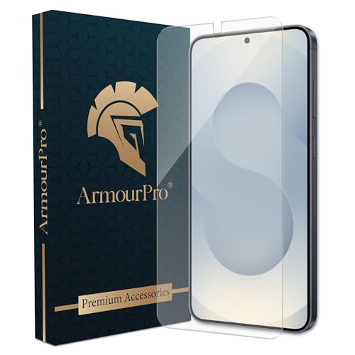 Image of ArmourPro Premium Borderless Tempered Glass for Samsung Galaxy S25, Samsung S24, HD Clear Screen Protector, Anti-Dust Speaker Mesh, 9H Hardness, Edge-to-Edge Fit, Case Friendly & Cable Protector