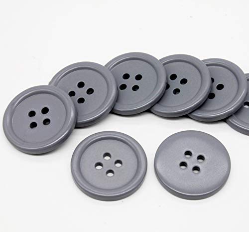Raydodo 50 Pcs 25Mm 1 Inch Buttons For Crafts, Large Buttons 4 Hole Round Sewing Buttons Spray Colored Craft Buttons For Sewing Scrapbooking And Diy Crafts(Grey) #TOP2