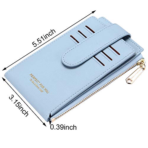 Image of Badiya Slim Women Wallet RFID Blocking Bifold Compact 9 Card Slots Holder Wallets Soft Leather with Zipper Coin Pocket 2 ID Window