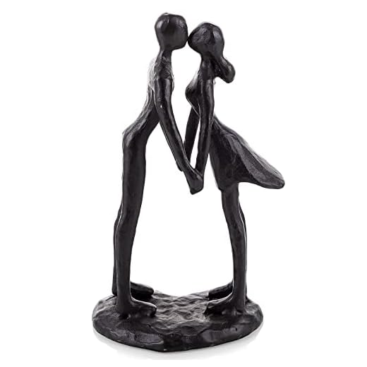 Sziqiqi Statuette Di Coppia Danzante Vintage - Statua Rustica in Ferro Metallo Figure Astratte Design Scultura Decorazione in Nero per Anniversario Matrimonio Regalo per Sposi Donna Uomo Lui Lei