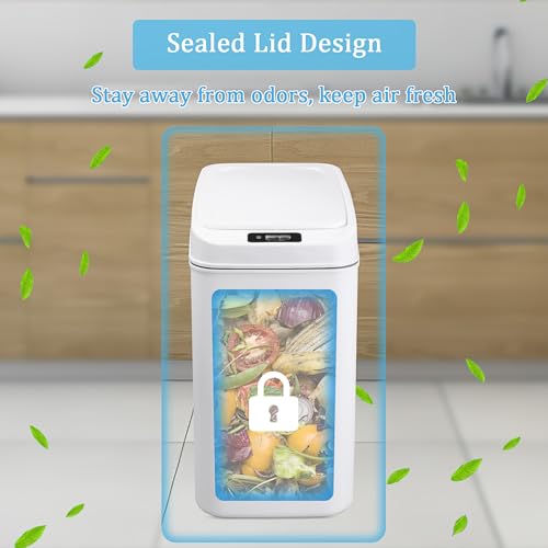 3 Canecas de Basura Automáticas Táctiles Blanco miniatura 4