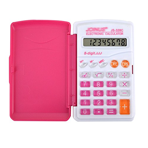 Aisa Student Candy Color Button Battery Mini Electric Counter 8 Digits Display Folding Cover Calculator Purple