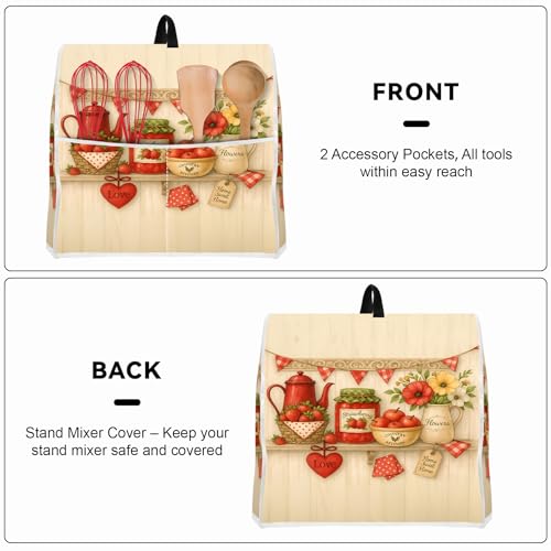 Image of Kitchen Dust Cover Compatible with 4.5 5 6 8 quart Stand Mixer, Kitchen Appliance Protective Covers with Top Handle and Pocket (Classic shelf, For All 6-8 qt Mixer)