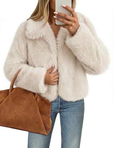 MEROKEETY Women's 2025 Winter Coats Furry Faux Fur Jackets Long