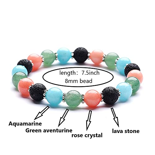 Image of Natural Gemstone Crystal Bracelet for Protection,Anti Anxiety Healing Bracelets,Feng Shui Wealth Bracelet;Stress Relief Reiki Yoga Diffuser Bracelets