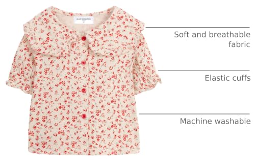 Image of Mud Kingdom Little Girls Peter Pan Collar Blouse Cotton Short Sleeve Button Up