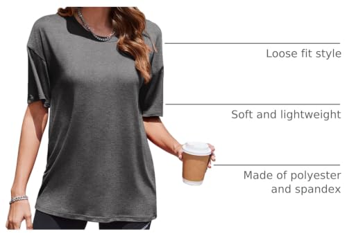 Image of Ekouaer 2 Pack Womens Tops Short Sleeve Oversized T Shirts Summer Spring Tops 2025 Basic Casual Tee Top S-XXL