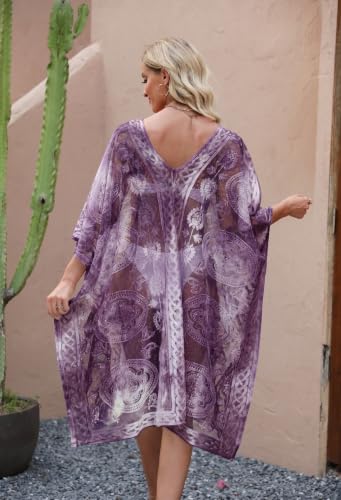 Image of Sexy Elegant Lace Beach Cover Up for Women, Bathing Suit Cover Up, V-Neck Swimsuit Coverup for Poolside, Seaside and Party