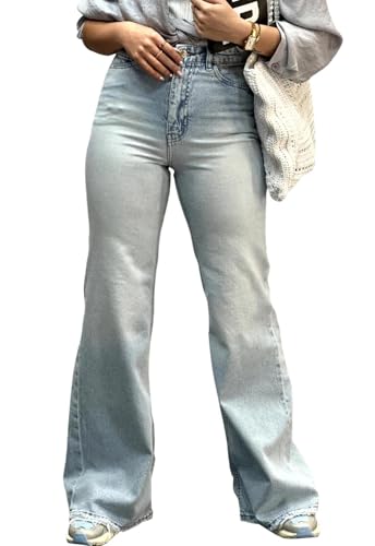 Image of Women's Flare High Waisted Bell Bottom Wide Leg Stretch Classic Denim Pants