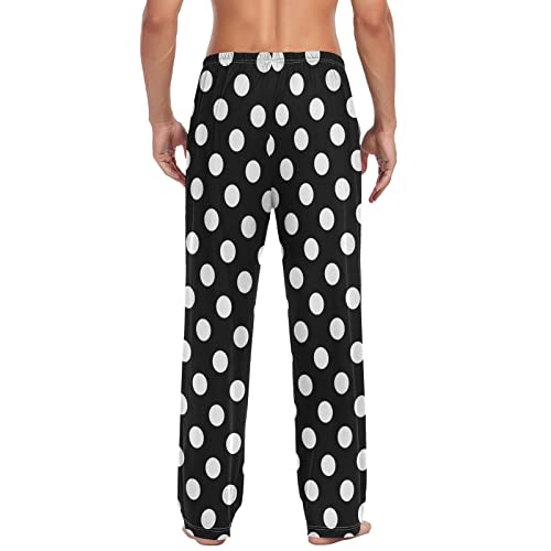 White Black Polka Dot Pajama Pants Men's Pajama Bottoms Lounge Sleepwear PJs Casual Lightweight Sleep Pants M2