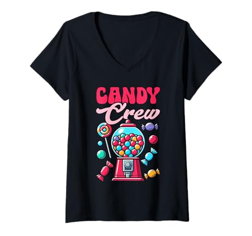 Mujer Candy Crew - Decoración colorida para amantes de los dulces Camiseta Cuello V