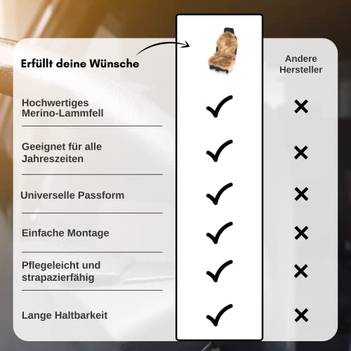 Leibersperger Hochwertige Autofell Sitzauflage für Ledersitz – Geeignet für Jede Jahreszeit – Einfache Montage - Universelle Passform – Sehr pflegeleicht – Made in Germany (Kamel)