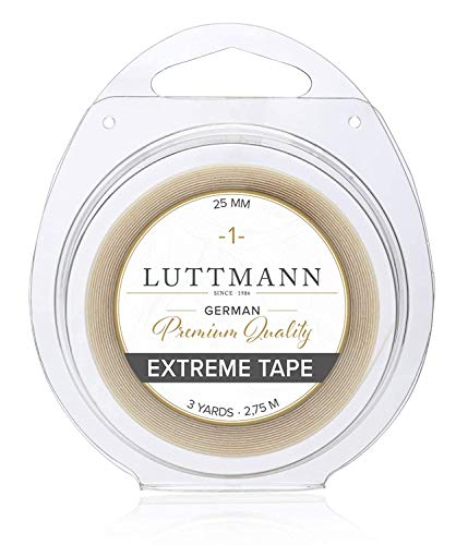 LUTTMANN® Extreme Tape - 25 mm x 2,75 m Premium kwaliteit extreem hold-plakband, zelfklevende rol, kanten voorkant transparant voor haarsystemen, haarstukken, pruiken, toupetjes en extensions
