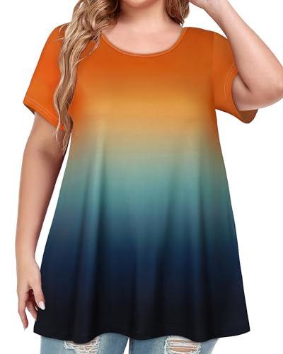 Image of JOELLYUS Plus Size Tops for Women Tunic Floral Casual Short Sleeves T Shirts Flowy Blouses 2026