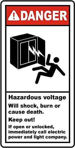 Danger Hazardous Voltage PVC Waterproof Metallic Matte Sticker with Transparent Acrylic Sheet Free Set of Bolt | Screw | Stud Finishing Safety Signature for Walls Removable_AC17714_88569