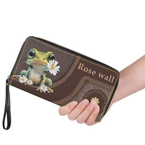 Image of Bulopur Personalized Wallets with Name for Women Frog Wristlet Wallet Rfid Credit Card Wallet PU Leather Cash Zipper Coin Pocket for Female Ladies Teen Girls Girly