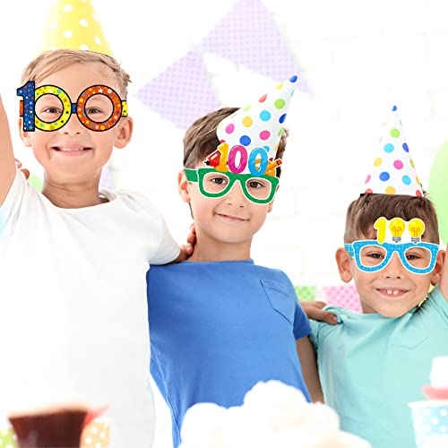 100th Day of School Glasses 36 PCS 100 Days of School Paper Glasses for Kids Colorful 100 Days of School Decorations Photo Booth Props 100 Days of School Celebration Party Favors