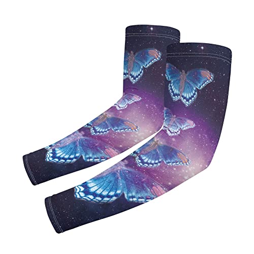 GLUDEAR Cooling Arm Sleeves for Men & Women 3D Printed Sports Arm Sleeve UV Sun Protection Tattoo Sleeve Covers,Four Butterfly,M