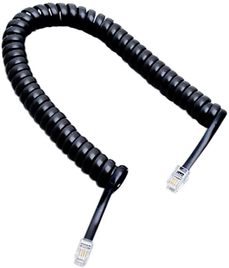 Cavo del ricevitore del telefono a spirale Cavo del telefono del ricevitore del telefono Cavo per 4P4C Accessorio per telefono fisso a spirale srotolato (nero) 6 piediTrattamento professionale
