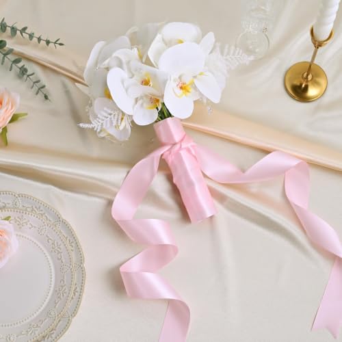 Image of 100 Yards Light Pink Satin Ribbon Polyester Ribbon for Gift Wrapping Very Suitable for Weddings Party Hair Bow Invitation Decorations and More(1-1 /2 inch X 50Yards X 2 Roll)