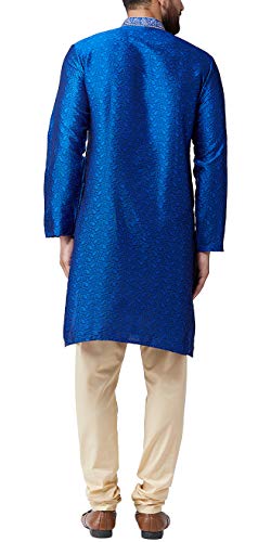Image of SOJANYA (Since 1958 Mens Maroon Jacquard Silk Kurta and Black Churidaar Pyjama Set