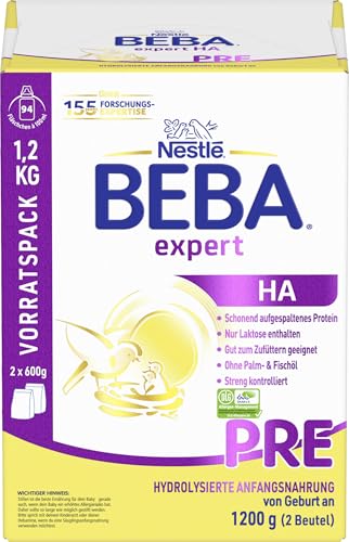 BEBA expert HA PRE Hydrolysierte Anfangsnahrung Anfangsmilch von Geburt an Babynahrung Baby-Milchpulver Vorratspack 1er Pack (1 x 1200g)