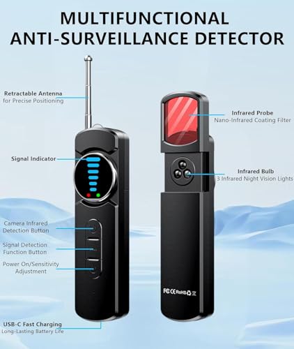 Irosiy Upgraded Hidden Camera Detector - AI-Powered Anti-Spy Device, GPS Tracker & Bug Detector, Portable RF Signal Scanner for Hotels, Travel — view 2