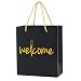 Crisky Welcome Bags Black Gold Gift Bags for Wedding Hotel Guests, Birthday, Baby Shower, Party Favors Gift Bags, Set of 25