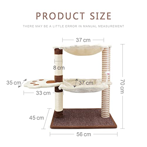Rascador para gatos con hamaca y poste de sisal natural miniatura 5