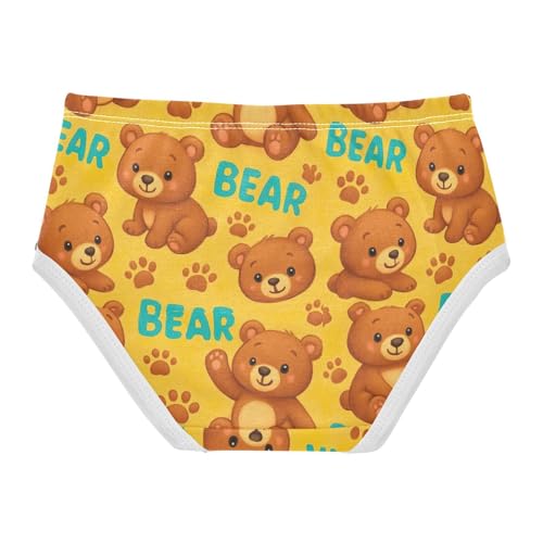 Joisal Flower Girls Underwear Toddlers 2t Cotton Cute Panties Girl Cute Cartoon Bear Yellow Briefs Girls Undies2