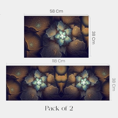 Image of Glaceon Farmhouse Kitchen Mats for Floor 2 Piece Set Kitchen Rugs and Mats Non Skid Comfort Kitchen Standing Mat for Bedroom Laundry Room (ASM10)