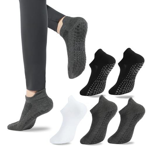 Image of loudashuaiqi Grip Pilates Socks Non Slip Athletic Yoga Socks with Grips for Women Grippy socks for Hospital Workout Barre