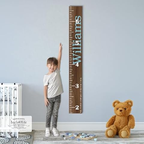 Wooden Kids Growth Height Chart Ruler for Boys and Girls Painted (The Williams) by Back40Life Cover