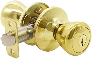 GOBEKOR 4 Pack Keyed Alike Door Knobs Entry Door Knobs with Lock and Key Gold Door Knob Polished Brass Exterior Door Knob with Same Keys