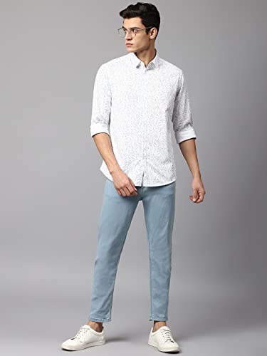 Image of Dennis Lingo Men's Navy Slim Fit Cotton Casual Shirt