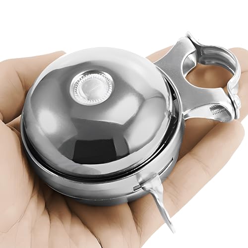 SABLUE Classic Vintage Bike Bell Cool Chrome Rotary Double-Sided Metal Handlebar Safety Cycling Retro Bicycle Tricycle Road Mountain Loud Ring Horn Crisp Clear Sound Alarm Tricycles Trike Ebike S0036