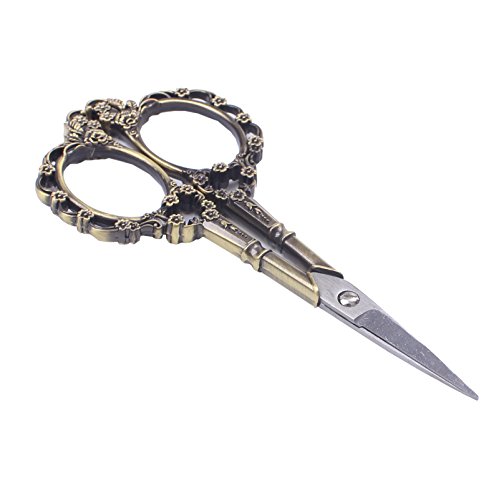 BIHRTC Vintage European Style Plum Blossom Scissors for Embroidery, Sewing, Craft, Art Work & Everyday Use (Bronze)