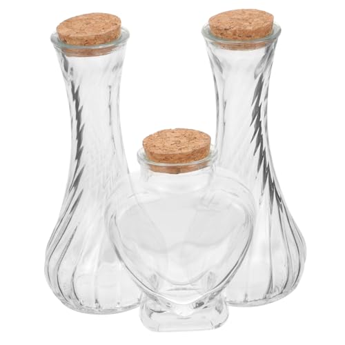PRETYZOOM Set Cerimonia Sabbia Matrimonio 3 Pezzi Bottiglie Vetro Trasparenti Con Tappo Per Rito Nuziale Decorazione Casa E Feste 5.91X2.56X2.56In