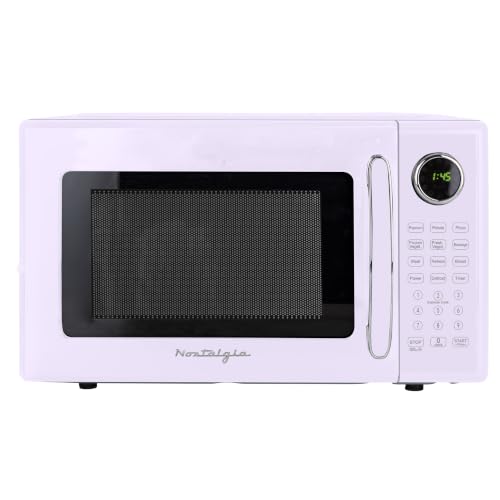 Image of Nostalgia Modern Retro Compact Countertop Microwave Oven - 1.1 Cu. Ft. - 1000-Watts with LED Digital Display - Child Lock - Easy Clean Interior - Lavender